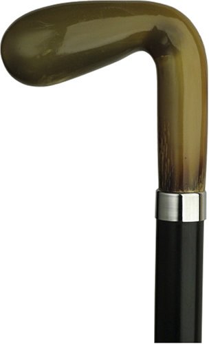 Men Golf Cane Black Ebony, Horn Handle -Affordable Gift! Item #DHAR-10600
