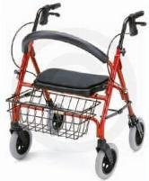 Rolling Walker - Red Petite Mini 400 lb capacity, offers an oversized padded seat (2