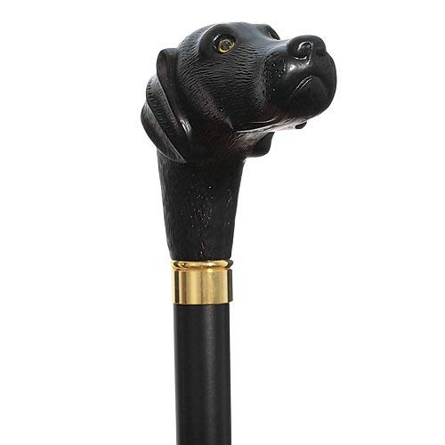 Black Lab Dog Head walking cane hand crafted in Italy