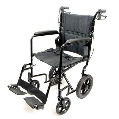 Deluxe Lightweight Aluminum Transport Wheelchair - 1 Each / Each - Color Blue