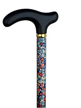 Walking Cane-Confetti. This walking stick cane has an elegant ladies confetti print on maple wood shaft. This walking aid has a countour wood fritz handle good for that arthritis sufferer. This wooden cane has a weight capacity of 250 pounds and 36 inches long.
