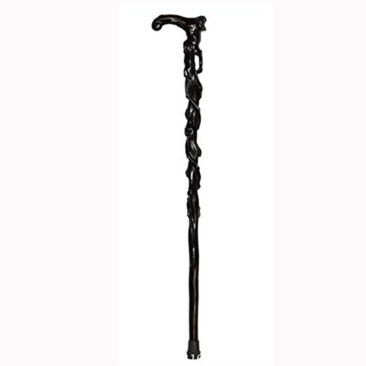 LPY-GZ-021 Wooden Carved Crutch Comfortable Handle Walking Sticks Retro Cane for Men and Women 95cm
