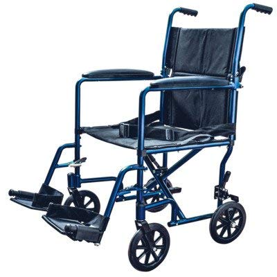 ZCH9201BLEA - Transport Chair with Swing Away Foot Rest 19 Width, Aluminum, Blue