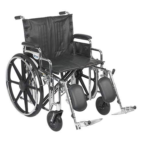 STD22DDA-ELR - Drive Medical Sentra Extra Heavy Duty Wheelchair, Detachable Desk Arms, Elevating Leg Rests, 22 Seat