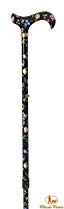 Classic Canes Tea Party Derby Height Adjustable Walking Stick in Black Floral