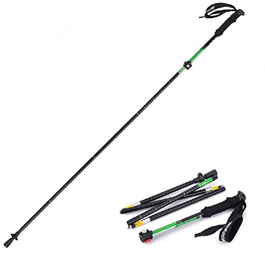 Light Green Trekking Hiking Sticks Alpenstock Adjustable Anti Shock telescoping Pole Walk