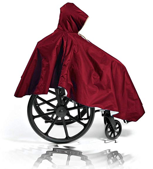 Wheelchair Winter Poncho – Warm Sherpa Lining - Adult Elderly Seniors Cape – Heavy Duty Reusable – Full Waterproof Coverage (Single Pack, Burgundy)