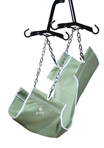 Pivit Canvas Fabric 2-Point Patient Lift Sling Without Commode Opening 220 lbs | One Size Fits Most Use with Any Lift | Strong Durable Fabric | Mobility Aid for Transferring Lifting and Safety