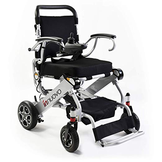 Innuovo 2018, Portable Folding Electric Wheelchair, supports up to 265 lb, Weighs 50lb, Up to 12.5 miles range with 2 batteries, FDA approved for Airplane Travel, Safe and easy to drive. Model N5513A.