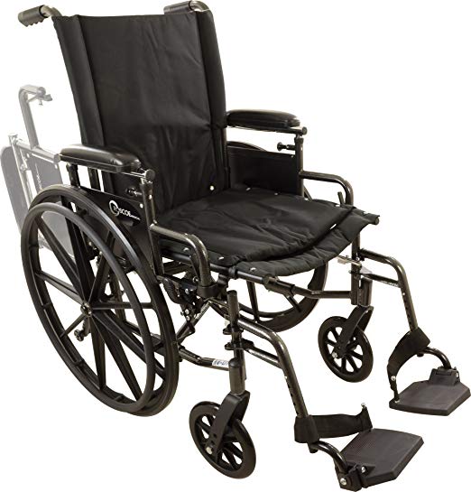 Roscoe Medical W418168S Onyx K4 Wheelchair with Swing Away Footrests, 18
