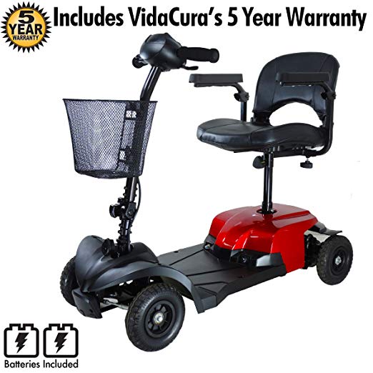 Drive Medical Bobcat X4 4 Wheel Compact Transportable Scooter with 5 Year Protection Plan Including Batteries
