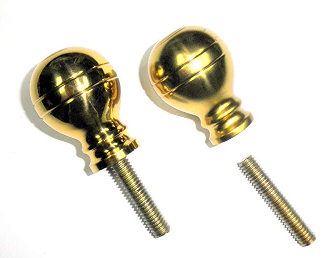 JWL (2) Cane Walking Stick Shift Knob Handles Ball Style Cast Brass with Steel Threaded Rod Connector