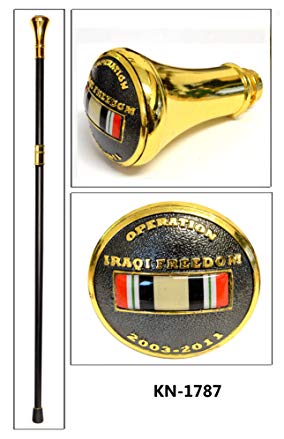 Walking Cane with Operation Iraqi Freedom Ribbon Design on the Handle