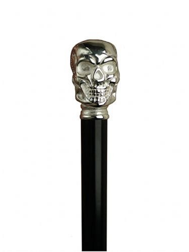 Unisex Skull Cane Black, Metal Chrome Finish Handle -Affordable Gift! Item #HAR-9111808