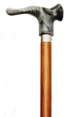 Walking Cane - Wood Walnut Stain with Left Hand Grey Contour Handle