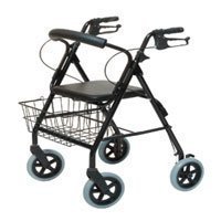 Graham Field 8 Inches Four-Wheel Rollator with Curved Back, Black # RJ4805k - 1 Ea