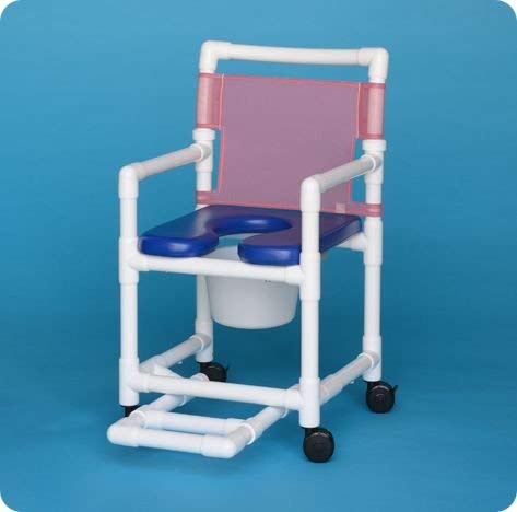 Soft Seat Rolling Shower Chair with Pail and Footrest