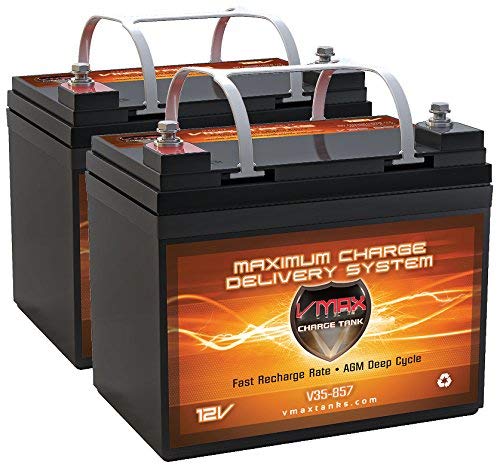 QTY2 VMAX857 AGM Deep Cycle Group U1 Battery Replacement for Electric Mobility Rascal 600F OUTDOOR SCOOTER 12V 35Ah Battery