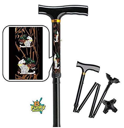 Adjustable Folding Walking Cane with Footed Cane Tip Cats