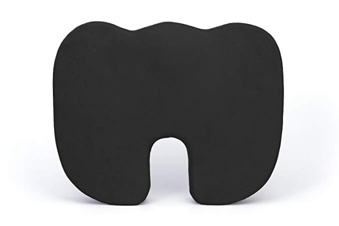 Deluxe Comfort Coccyx Orthopedic Memory Foam – Sciatica Relief – Tailbone Support – Great for Car or Office – Seat Cushion, Black