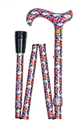 Classic Canes Fashionable Height Adjustable Folding Walking Stick - Union Flag