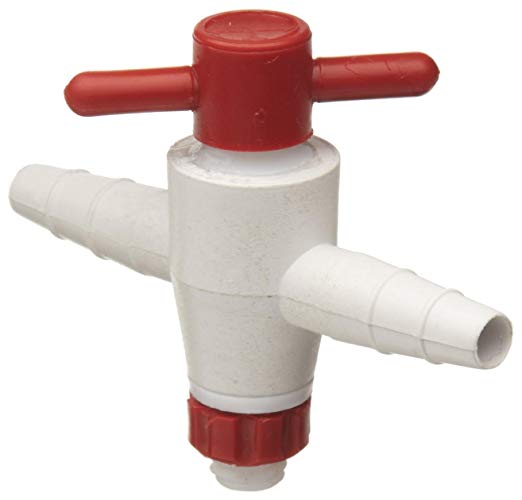 Bel-Art Two-Way Stopcock for ¼ in. to ⅜ in. Tubing; 2mm Bore, PTFE (F30890-0000)