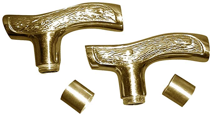 JWL (2) Cane Walking Stick Handles Fritz Style Cast Brass with Outside Connectors
