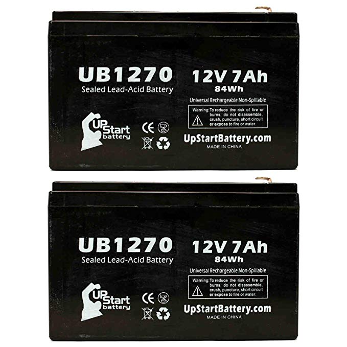 2x Pack - APC SMART-UPS 750 SUA750US Battery - Replacement UB1270 Universal Sealed Lead Acid Battery (12V, 7Ah, 7000mAh, F1 Terminal, AGM, SLA) - Includes 4 F1 to F2 Terminal Adapters