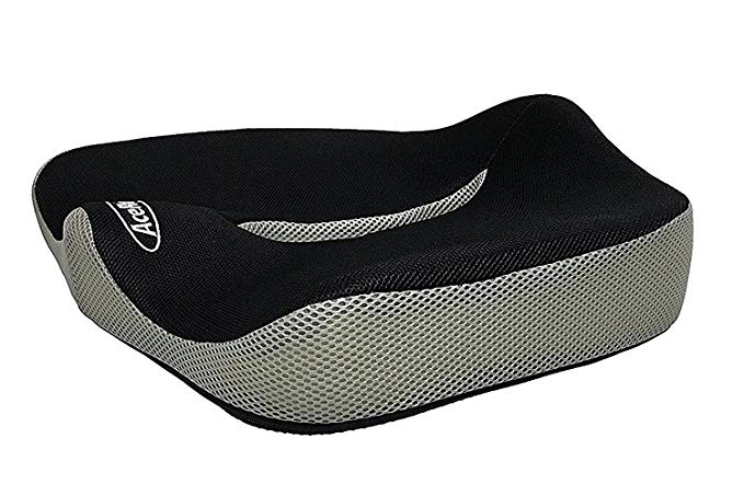 AceRate Orthopedic Memory Foam Seat Cushion Provides Relief Sciatica, Back, Coccyx, Tailbone Hip Pain - Perfect Office Kitchen Chair, Wheelchair, Car, Truck, Plane (Black/Gray)