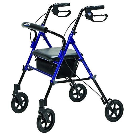 Lumex RJ4718B Set n' Go Wide Height Adjustable Rollator, Blue